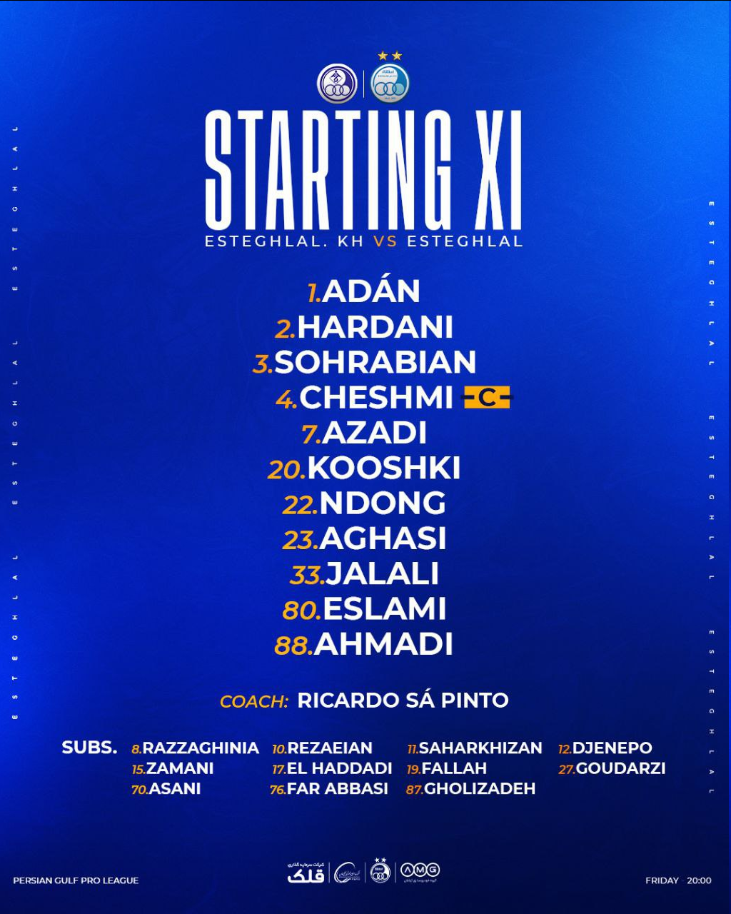 عکس | اعلام ترکیب استقلال؛ رضاییان و منیر نیمکتنشین شدند