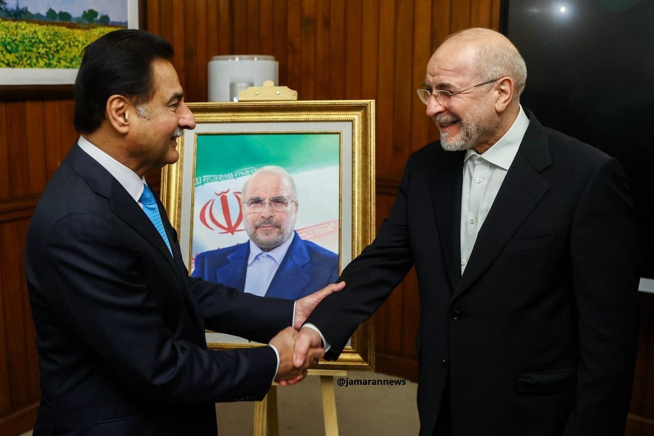 رییس مجلس ملی پاکستان تابلو تصویر قالیباف را به او هدیه داد + عکس