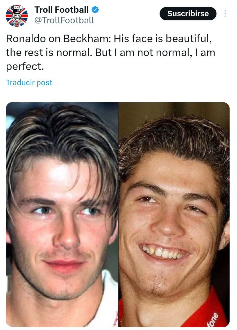 رونالدو: قیافه بکام خوب است اما من بی‌نقصم!